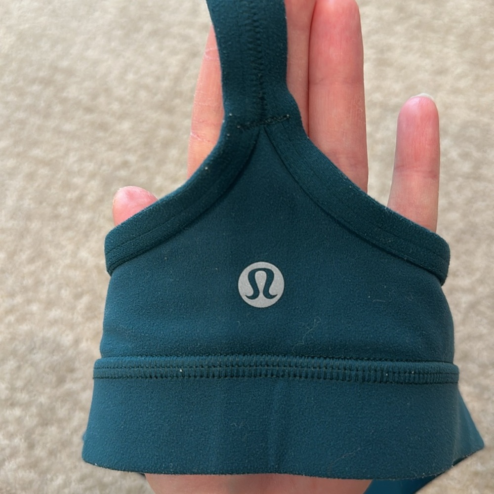 GREAT CONDITION Lululemon dark Aqua Strappy Women's Sports Bra size 4 no pads - Picture 3 of 5